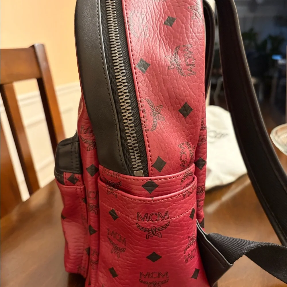 MCM Red and Black Logo Backpack - Picture 2 of 11